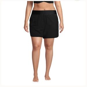 LAND'S END Women's Plus Size 5" Board Shorts with Panty Black Size 22W